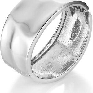 Hammered Gold Brass Wide Cuff Bracelet for Women, Open Hinge Design, Dainty Gift